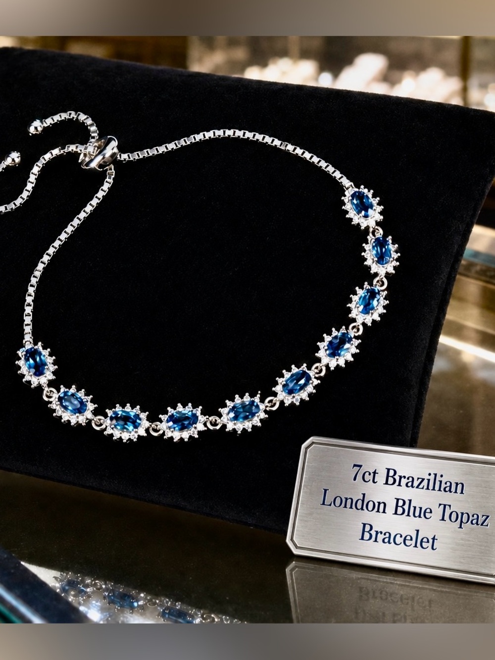 SALE‼️London Blue Topaz white Topaz adjustable bracelet silver 925.